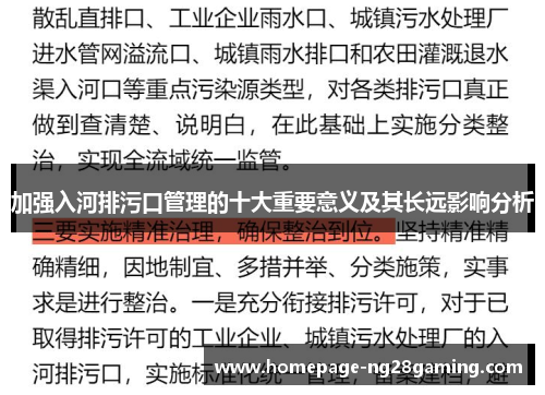 加强入河排污口管理的十大重要意义及其长远影响分析